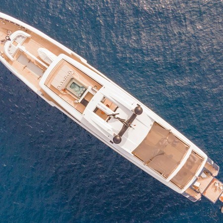 aerial shot of Sererin's yacht