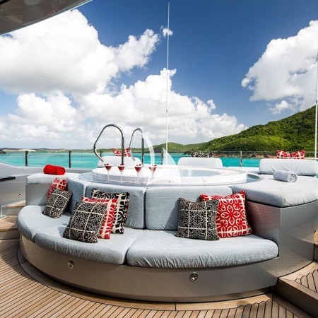 lounging area at the boat's deck