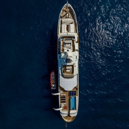 aerial photo of Steel explorer yacht