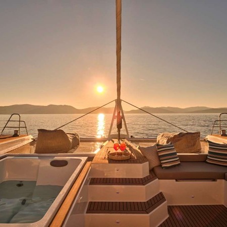 Sunmoon catamaran sunset view