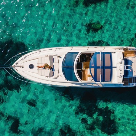 aerial view of Sunseeker 50 yacht Mykonos