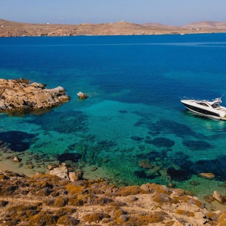 aerial view of Sunseeker 50 yacht Mykonos