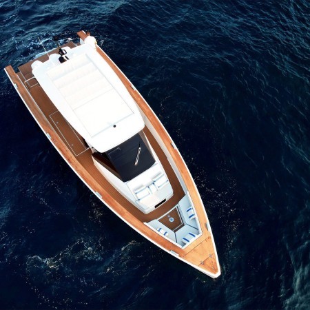 aerial photo of swan shadow 42 yacht mykonos