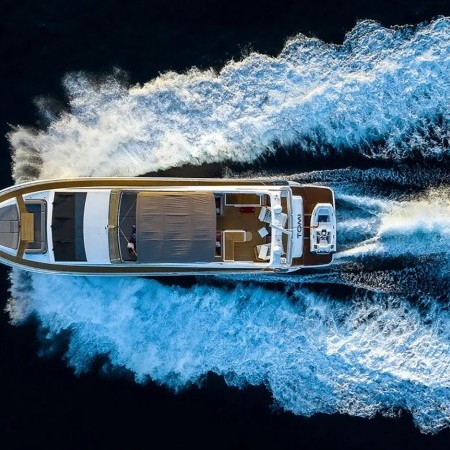 aerial shot of Tomi yacht