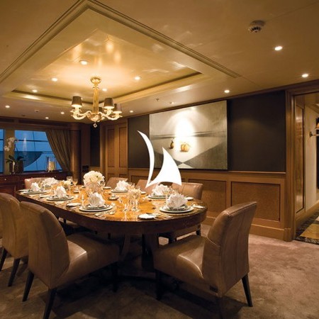 the yacht's interior spaces