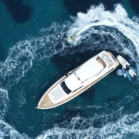 aerial shot of Va Bene yacht