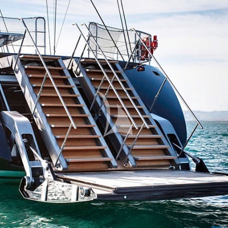 the swim platform of Vertigo sailing yacht