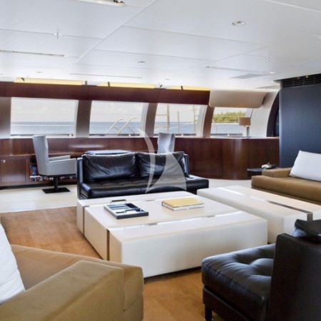 the yacht's indoor living room