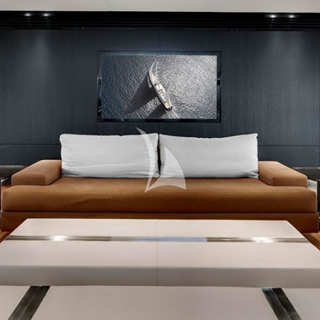 indoor living room on Vertigo yacht charter