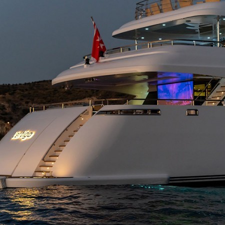 Vertigo Yacht at night