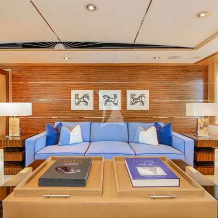 living room area inside the yacht