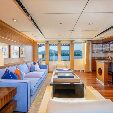 living room area inside the yacht