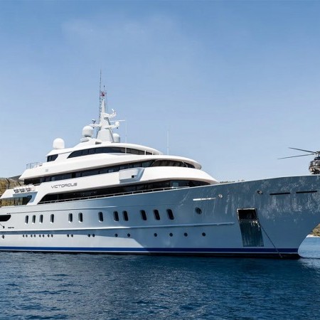 Victorious superyacht front view