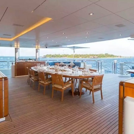 Wheels yacht outdoor dining area