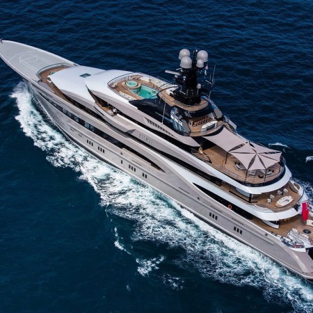 aerial shot of Whisper yacht