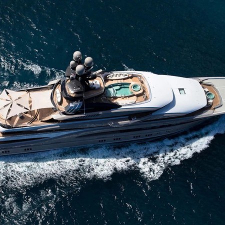 aerial shot of Whisper yacht