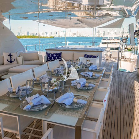 white knight yacht deck dining area