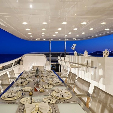 deck dining area at night