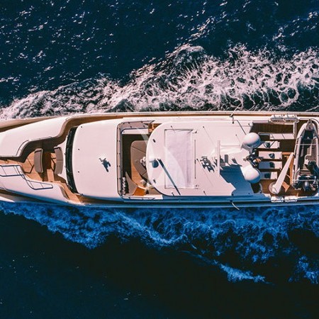 aerial shot of Xana yacht Greece