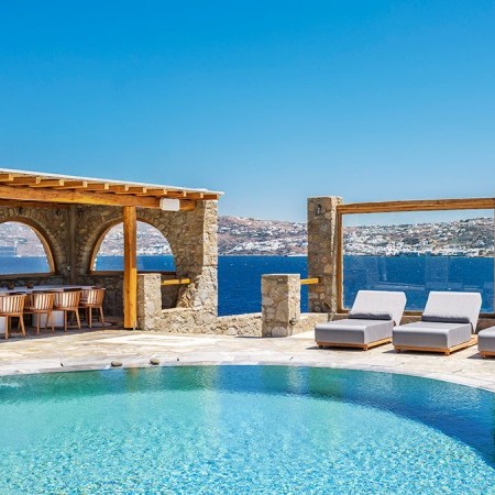 pool area of villa Zenya Mykonos