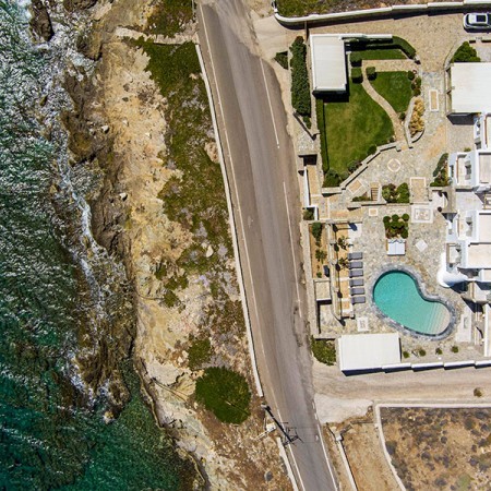 aerial view of Zenya Villa in Mykonos