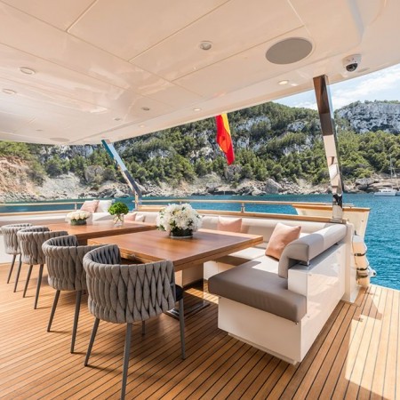 the yacht's deck dining
