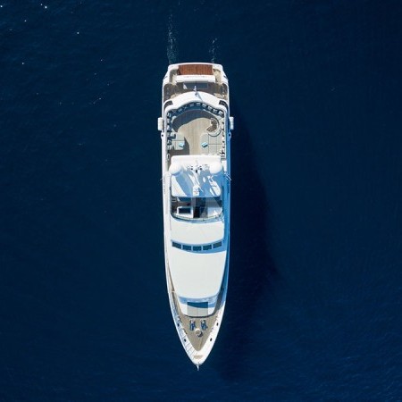 Milos at Sea yacht aerial view