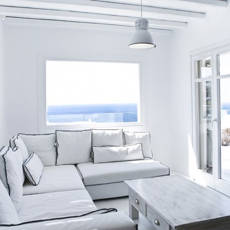 white living room mykonos