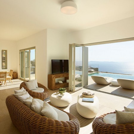 main living area with sea view