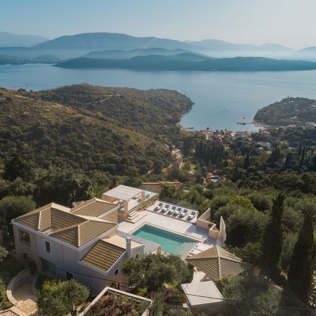 aerial photo of the villa and sea view