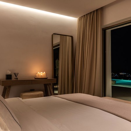one of the bedrooms at night