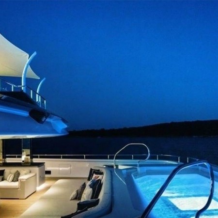 Starburst IV yacht pool at night