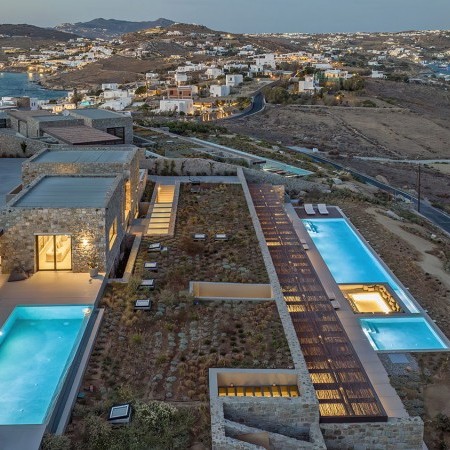 aerial view of Adagio Villa in Mykonos