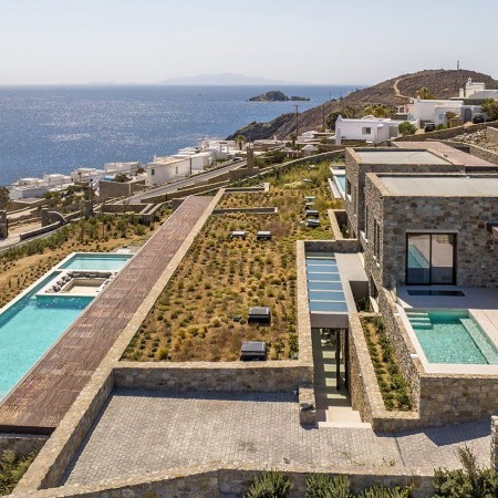 aerial view of Adagio Villa in Mykonos