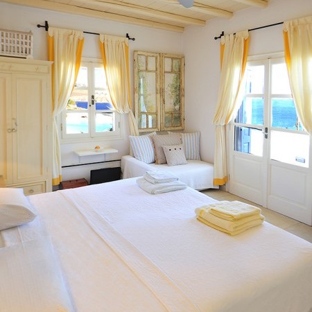 Mykonos villa bedroom sea view