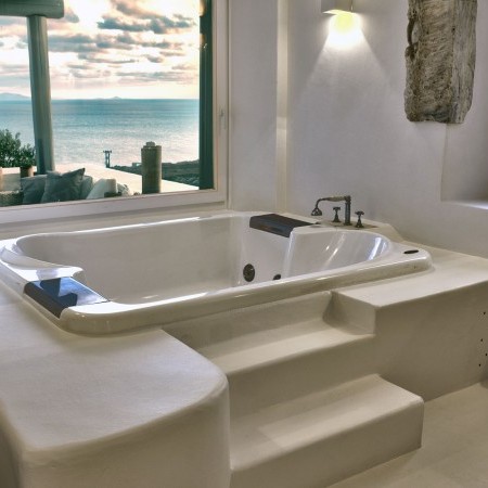 bathroom with sea view