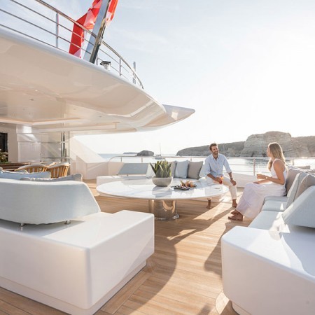 lounging area on the yacht's deck