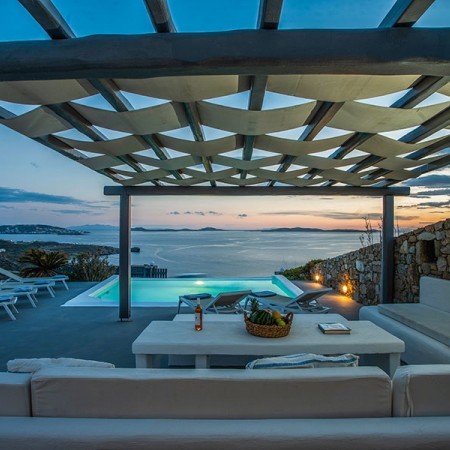 pool area of Villa Alba One in Mykonos