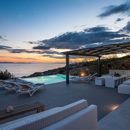 pool area of Villa Alba One in Mykonos