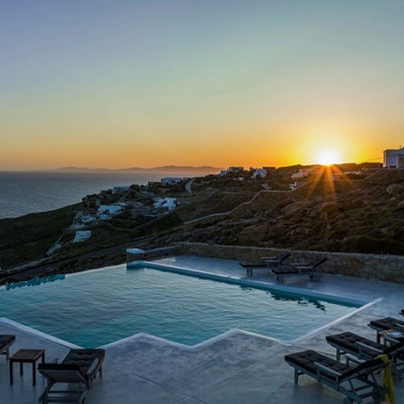 sunset view from Mykonos villa Alba Three