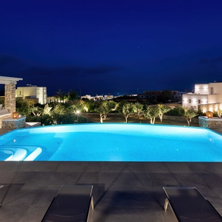 pool area of Mykonos villa Hugo