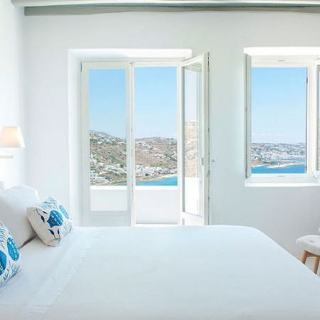 double bedroom at villa Hymn Mykonos