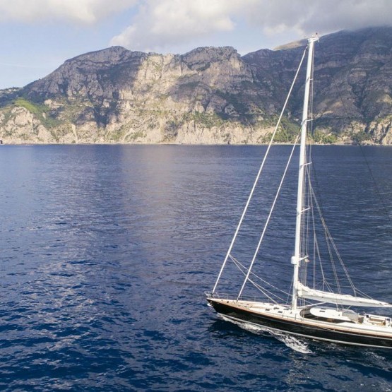 aerial photo of Imagine sailboat